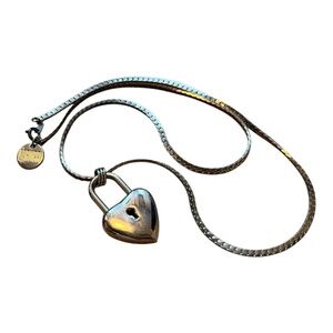 Silver Heart Lock on Long Silver Chain